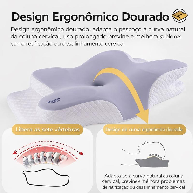 Formato ergonômico que acompanha a curva da coluna cervical